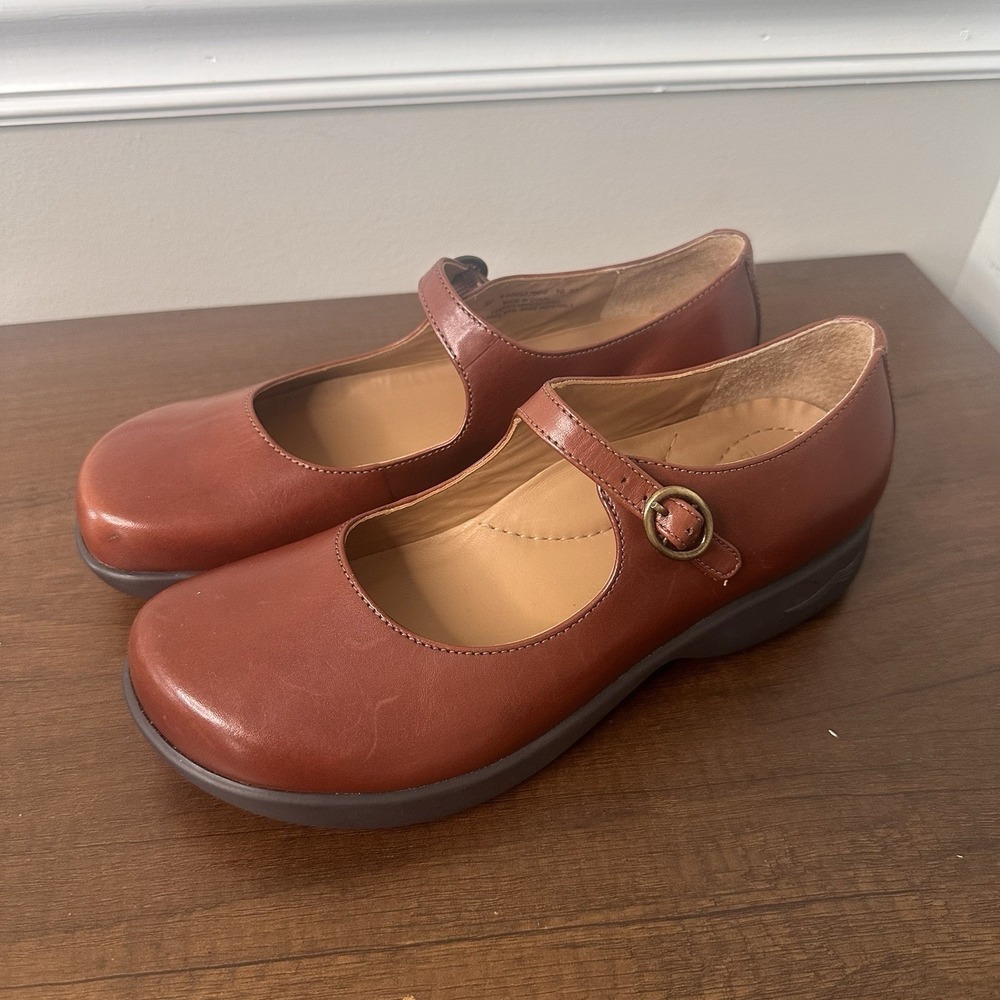 Dansko Brown Leather Mary Jane Comfort Shoes Buckle 38 US 7.5-8 Y2K Cottagecore